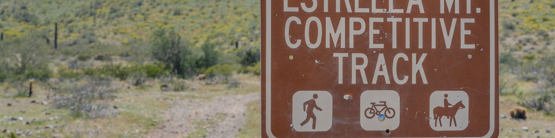 Estrella Mountain Competitive Track Sign in Goodyear, Maricopa County, Arizona USA
