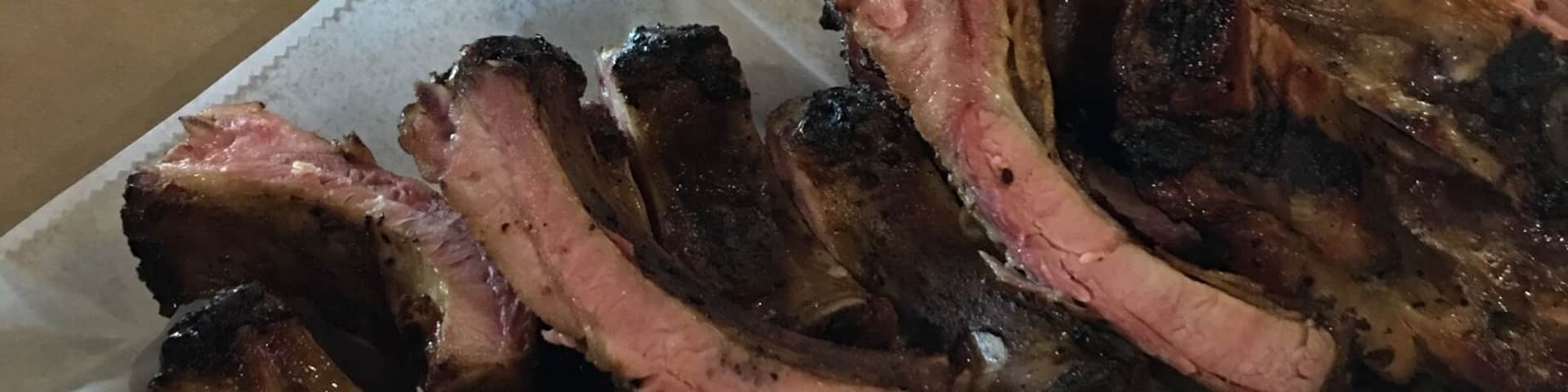 Whenever I see a Rudy's BBQ anywhere I stop by and eat! Only because we don't have them in Los Angeles. A must are these dry rubbed baby back ribs. You can really taste the smokiness.