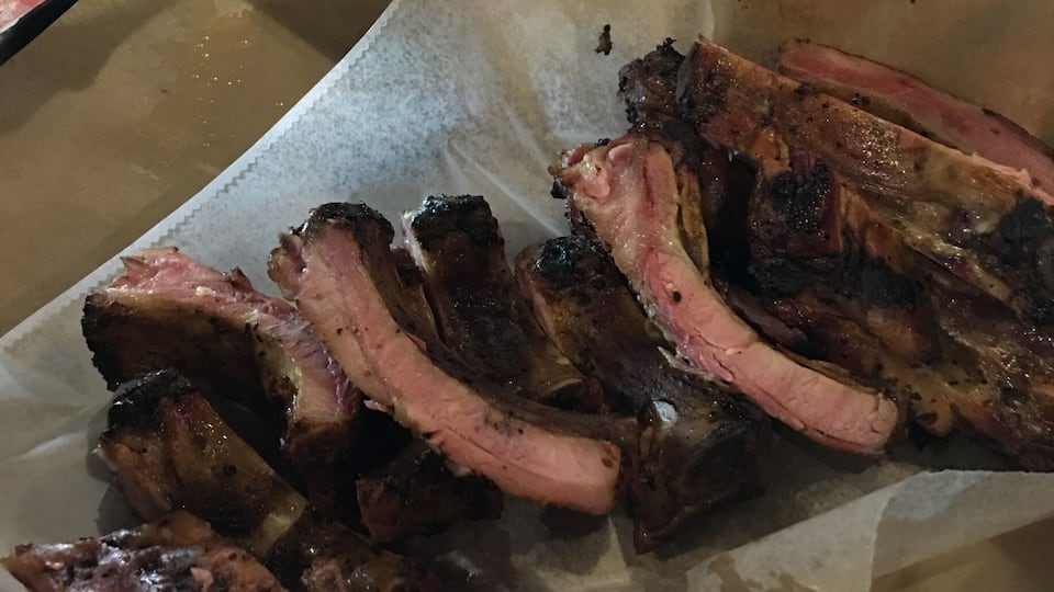 Whenever I see a Rudy's BBQ anywhere I stop by and eat! Only because we don't have them in Los Angeles. A must are these dry rubbed baby back ribs. You can really taste the smokiness.