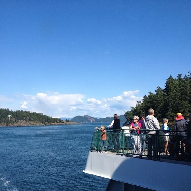 The ferry from Anacortes to Orcas is way more fun when you are a walk during the very hectic summer months. It has been made even better now that the Washington State Ferries will allow dogs up on the weather deck. Lots of opportunities for good sniffs, Basset adoration and dropped popcorn scavenging. This view is from the fantail on a sailing that took us on an alternative routing they practice for rough weather crossings.