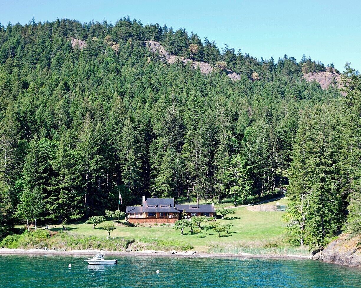If you're on an Anacortes ferry to the San Juan Islands, watch for this house on the starboard side as you round Blakely Island; the scoundrels living there may decide to launch a cannon shot your way!