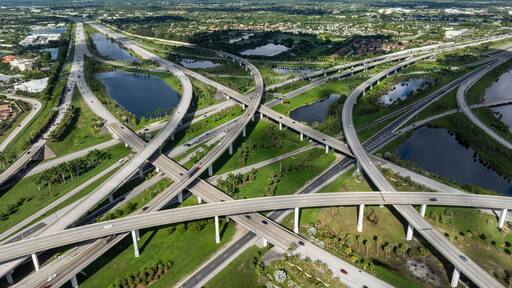 Aerial view of Sawgrass Interchange, Davie, Florida, United States.