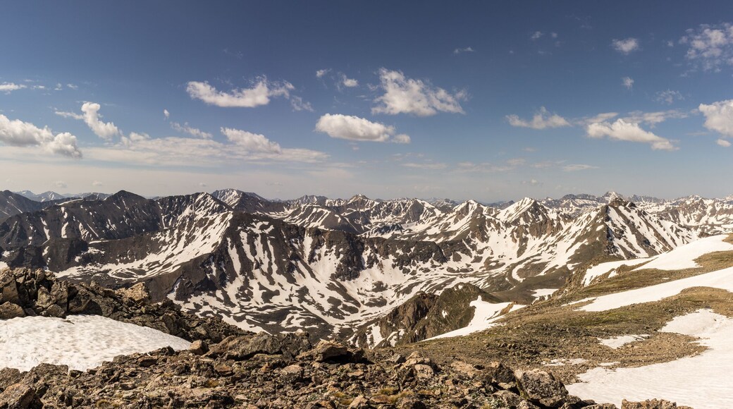 Panorama View of Mt. Massive taken from Mt. Oklahoma. These Colorado Rocky Mountains are near Leadville, Colorado.