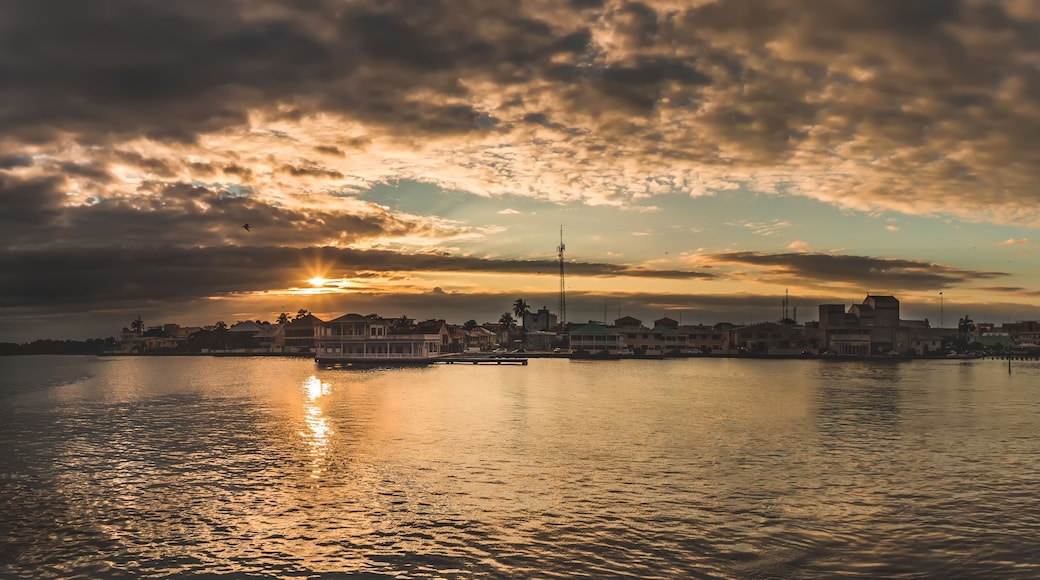 Beautiful panoramic view of Belize city at sunset