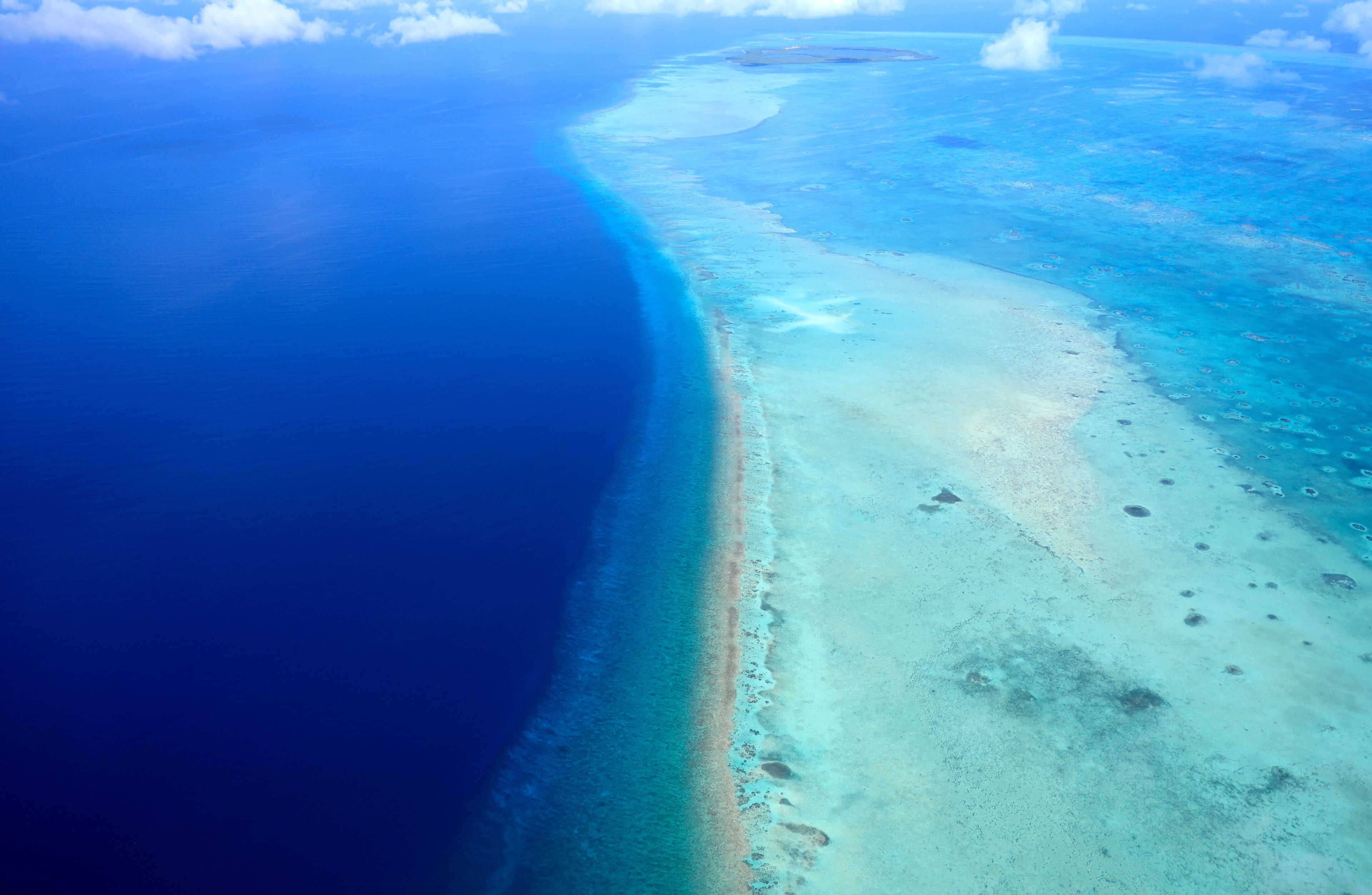 Aerial view of the Belize Barrier Reef