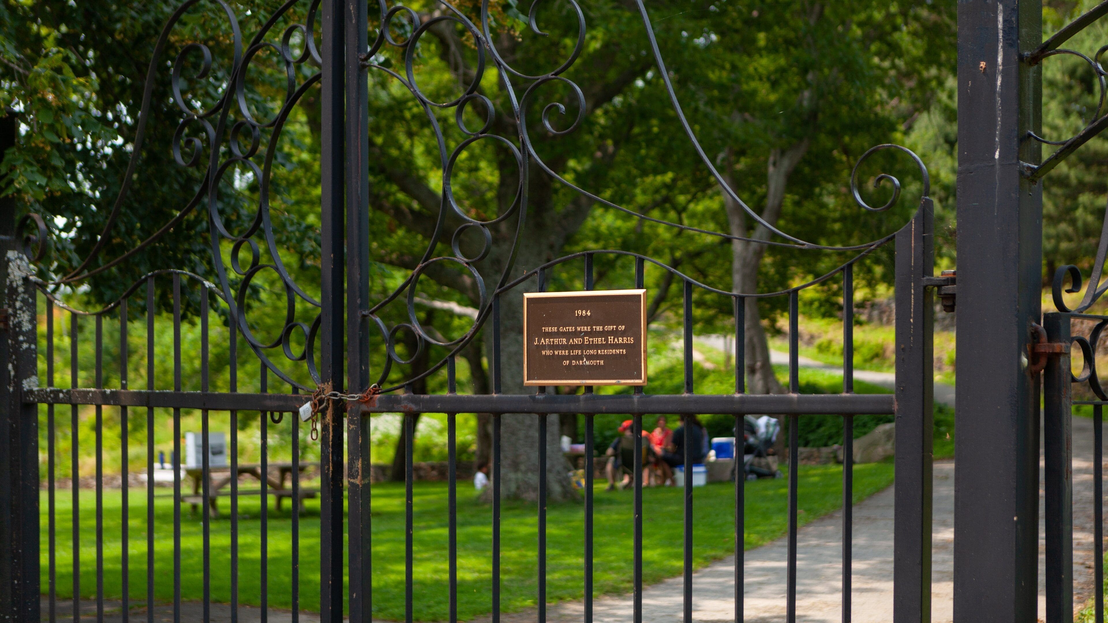 Dartmouth which includes signage and a park