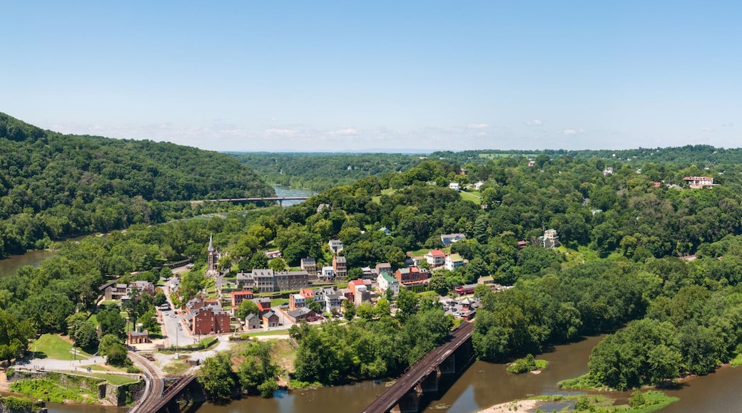 Wide Panorama Overlooking Harpers Ferry, West Virginia from Maryland Heights
