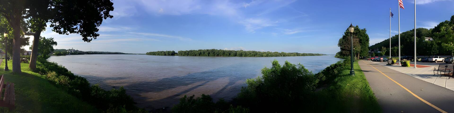 Panoramic View of the Ohio River from the bank in Aurora Indiana 2015