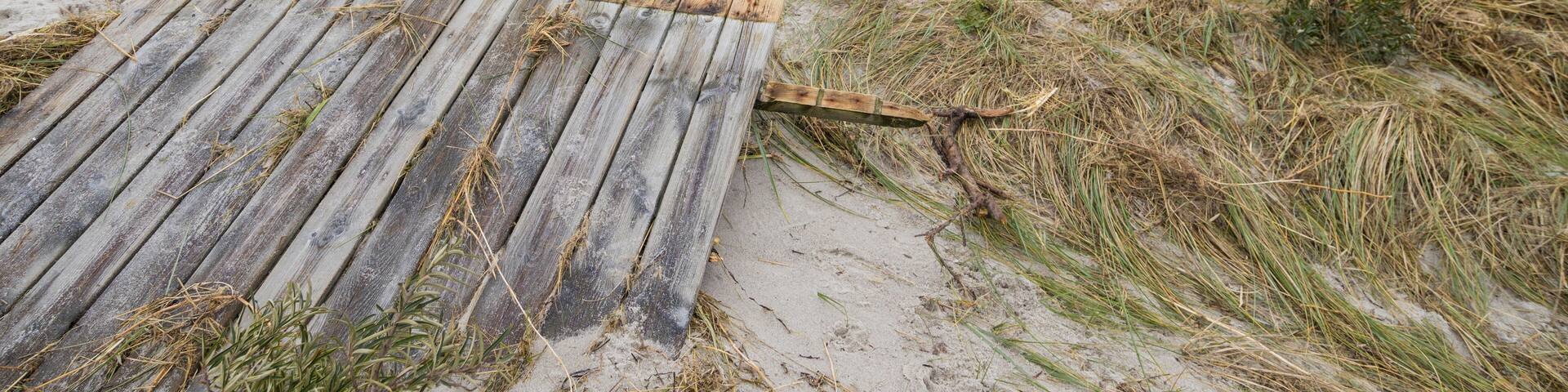Beach after flood storm in Vallensbaek Denmark 20 October 2023 Koge bugt,