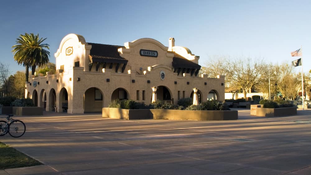 Train depot in Davis California at dawn