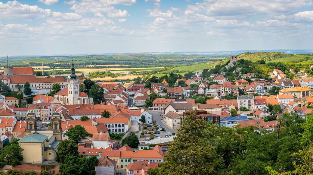 Panoramic view of Mikulov, popular tourist destination in South Moravian region of Czech Republic