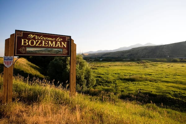 Bozeman which includes signage and tranquil scenes
