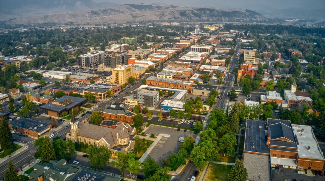 Aerial View of Downtown Bozeman, Montana in Summer