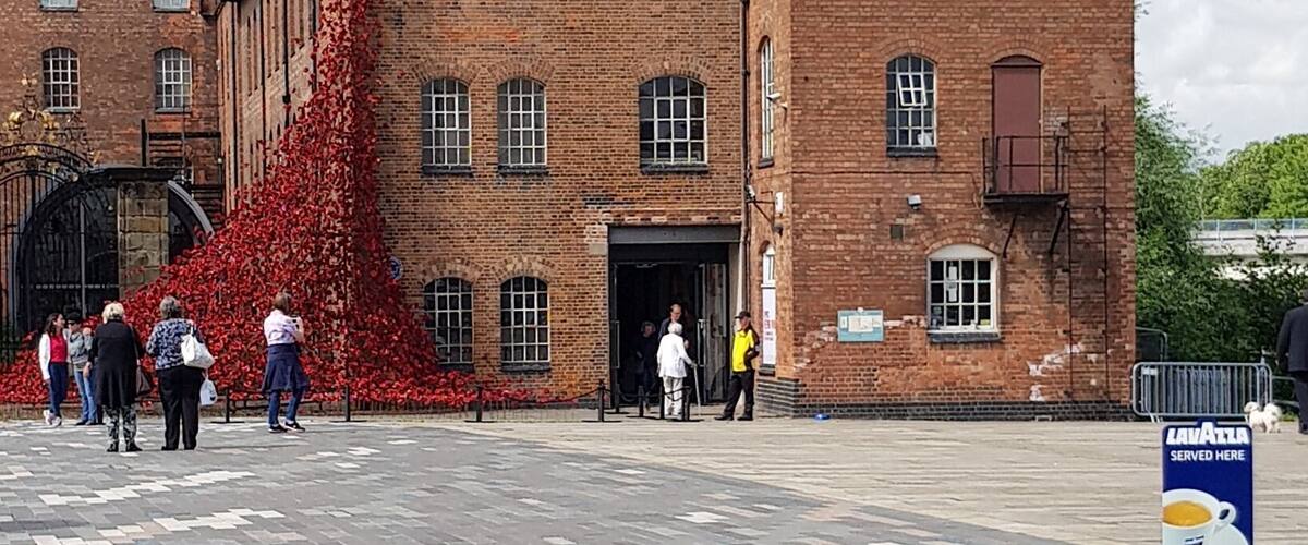 Weeping Window ceramic poppies commerating the fallen in WW2.