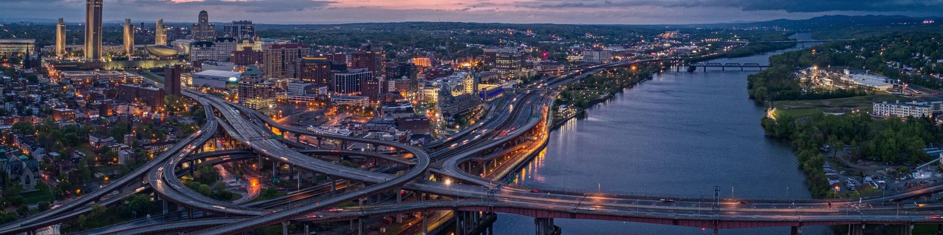 Aerial View of the City Albany, Capitol of the State of New York