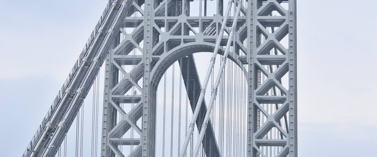george washington bridge detail in washington heights, new york city (upper manhattan)