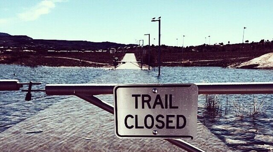Flooded trail! You shall not pass! Would be fun to run through it though.