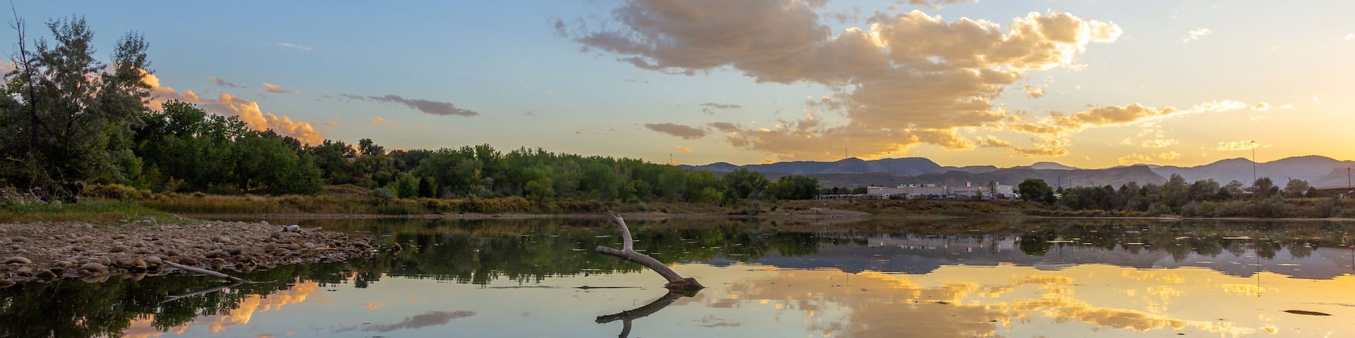 Sunset in the Wheat Ridge Green Belt, along the Clear Creek Trail, Wheat Ridge Colorado, USA.