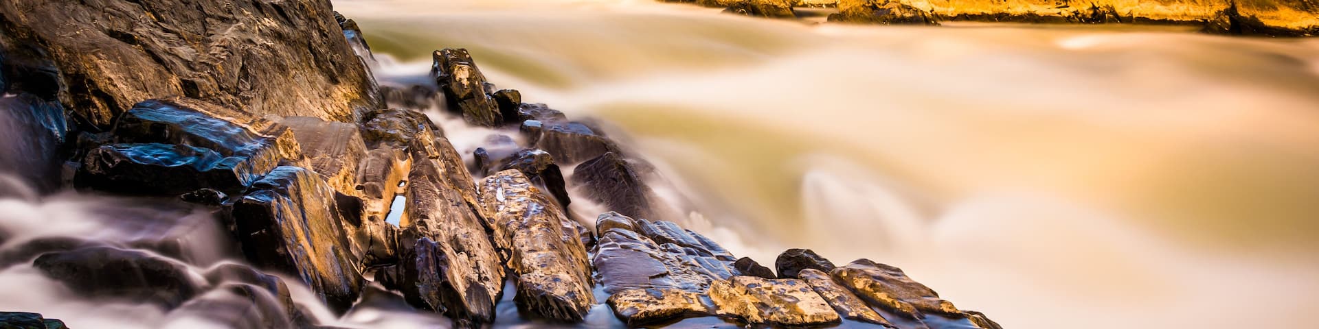 Long exposure of cascades on the Potomac River at Great Falls Pa