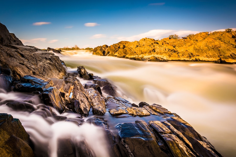 Long exposure of cascades on the Potomac River at Great Falls Pa
