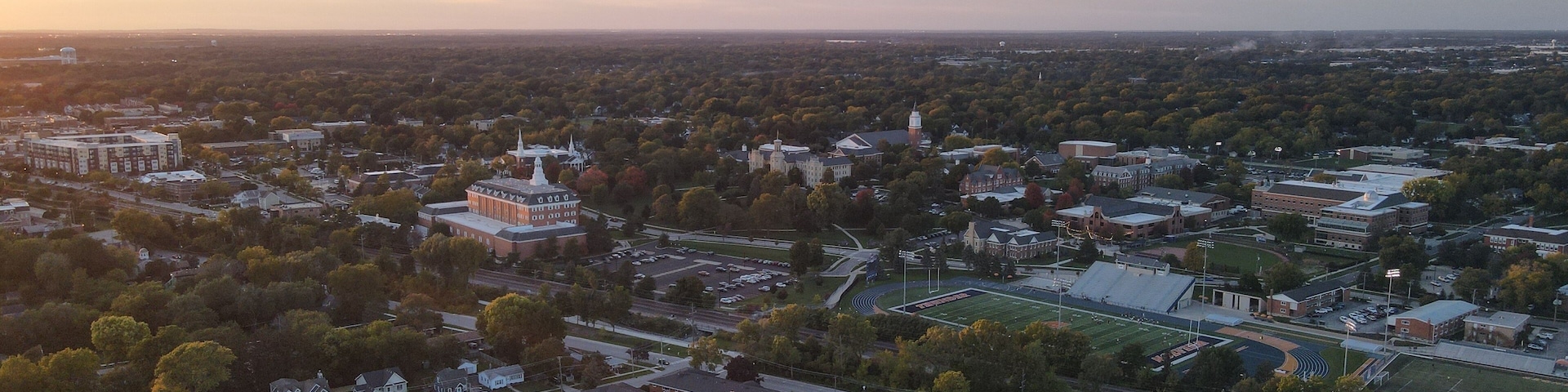 Aerial view of Wheaton, Illinois. USA