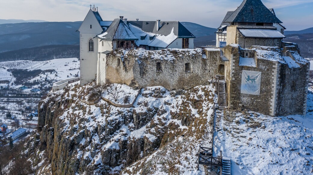 Hungary panorama view of Fuzer (Füzér) castle and Zemplen (Zemplén) mountains. The castle built in 1264.