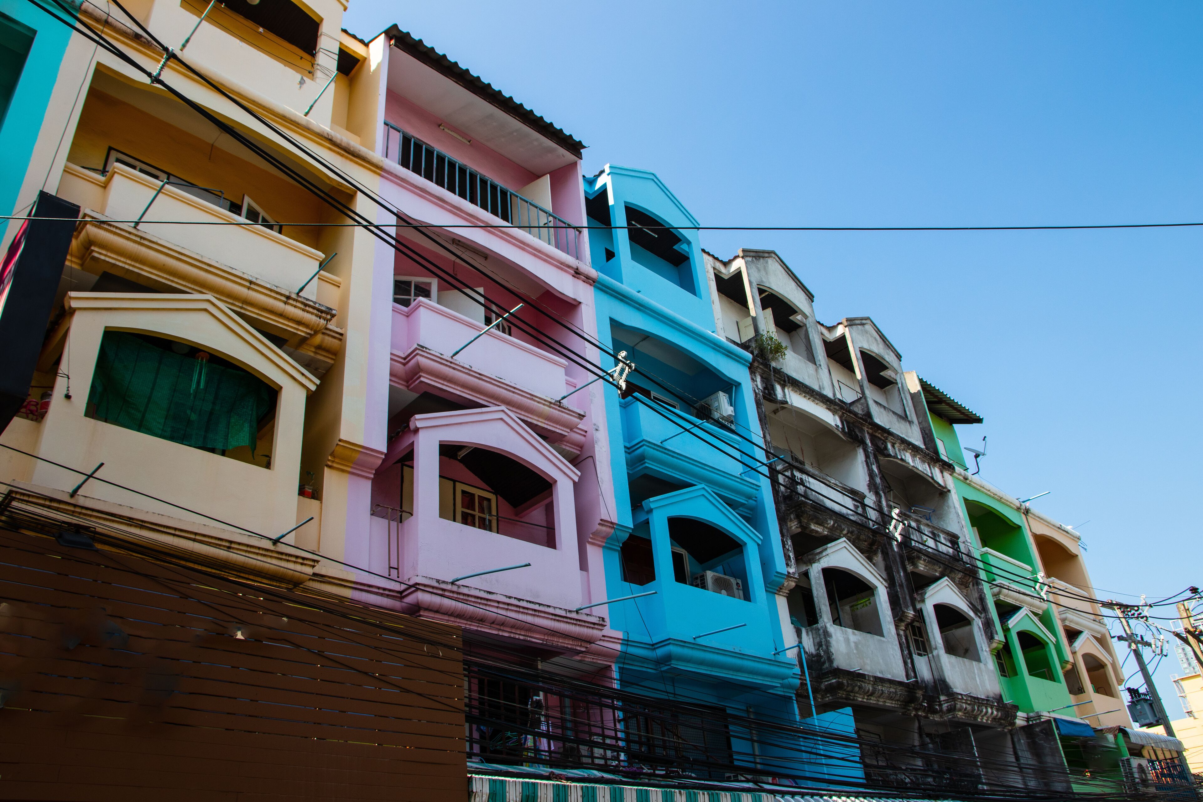 Facades of houses along Soi Buakhao in Pattaya Thailand Asia