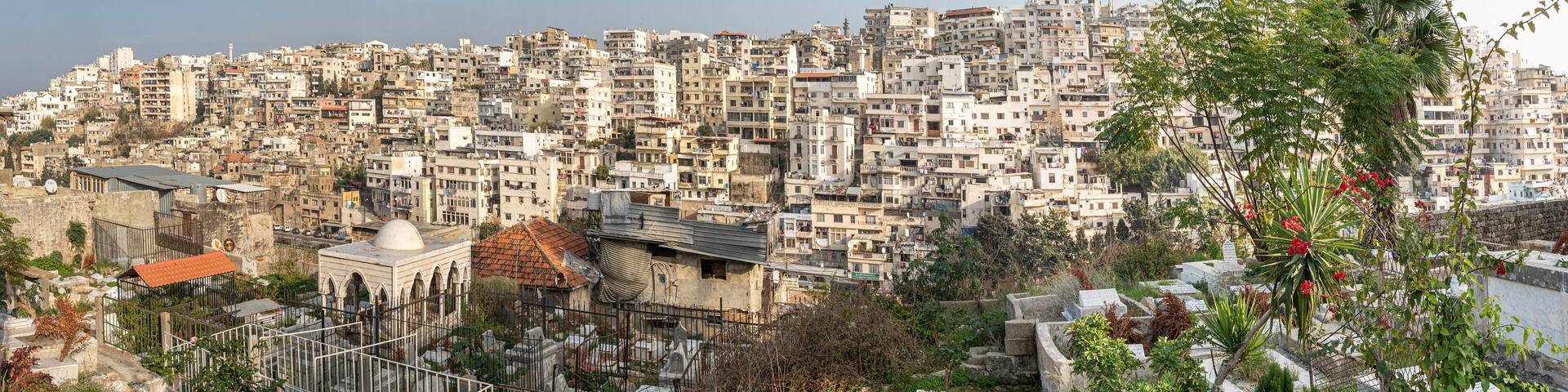 Muslim Cemetery and view of the Jessrin District, North Lebanon, Tripoli, Lebanon