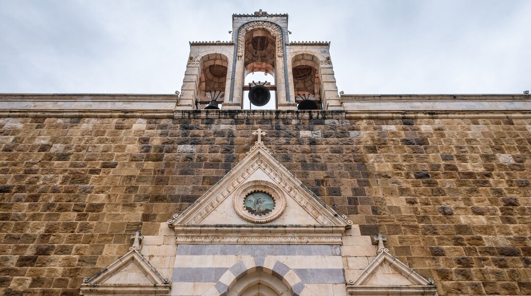 Facade of St Michael church in the valley of Qozhaya, Lebanon