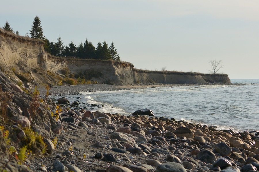 Eroded shoreline along Lake Ontario