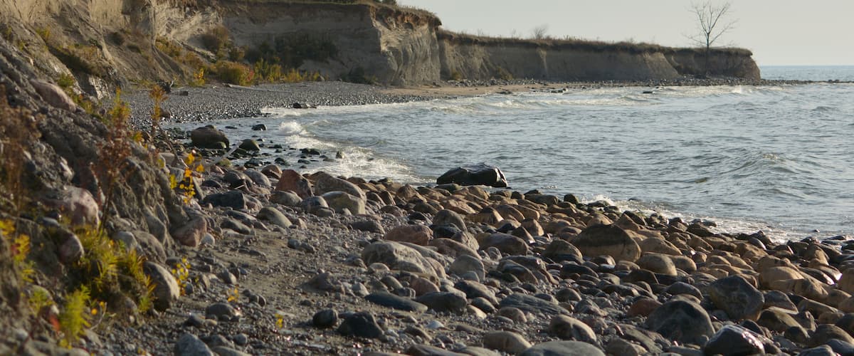 Eroded shoreline along Lake Ontario