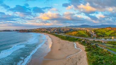 Aerial sunrise views over Bombo Beach at Kiama