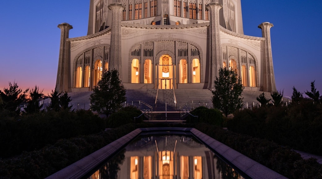 Bahai House of Worship in Chicago Suburbs at Blue Hour
