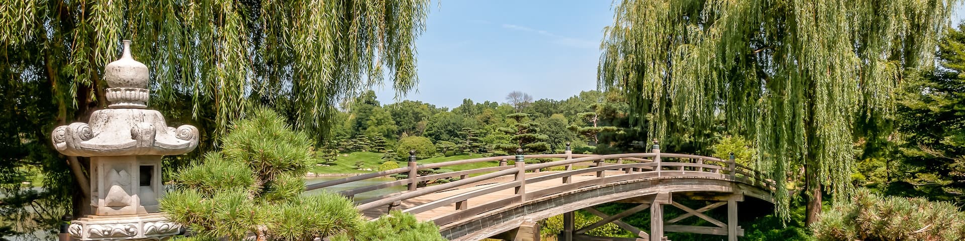 Japanese Island Bridge in Chicago Botanic Garden, Glencoe, USA