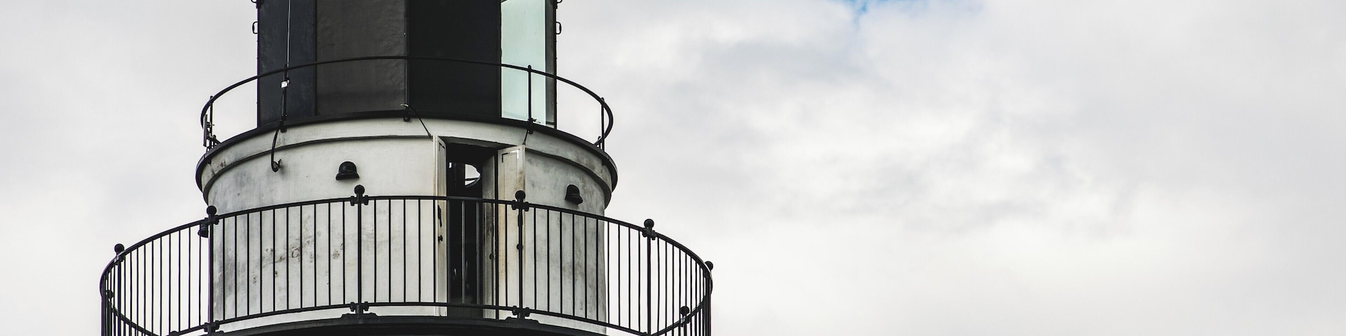 Cana Island Lighthouse looks great with some clouds and a little blue sky poking through.