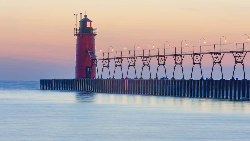 lighthouse at dusk