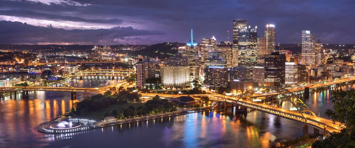 Pittsburgh city downtown skyline landscape view over the Monongahela and Allegheny River