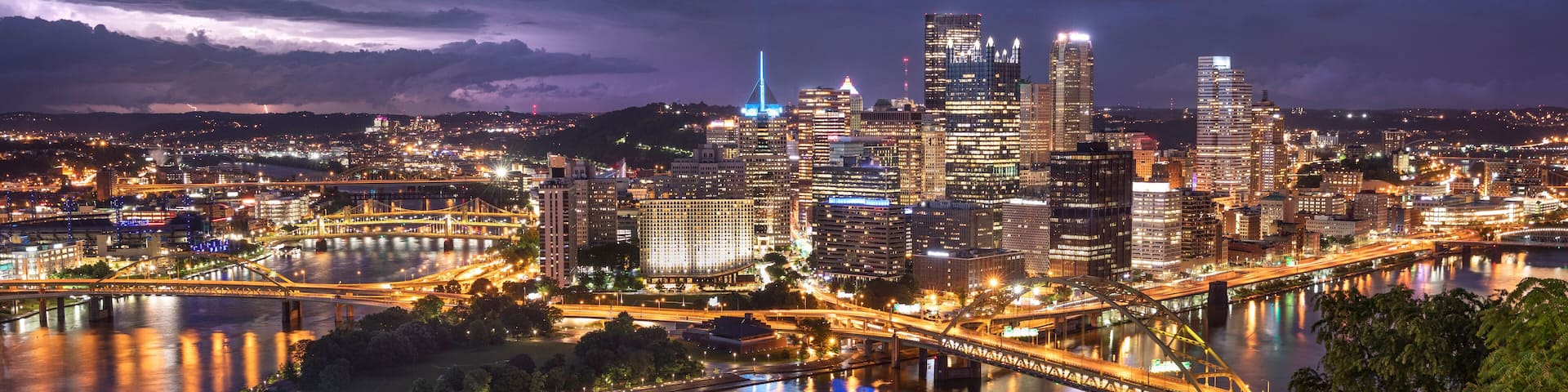 Pittsburgh city downtown skyline landscape view over the Monongahela and Allegheny River