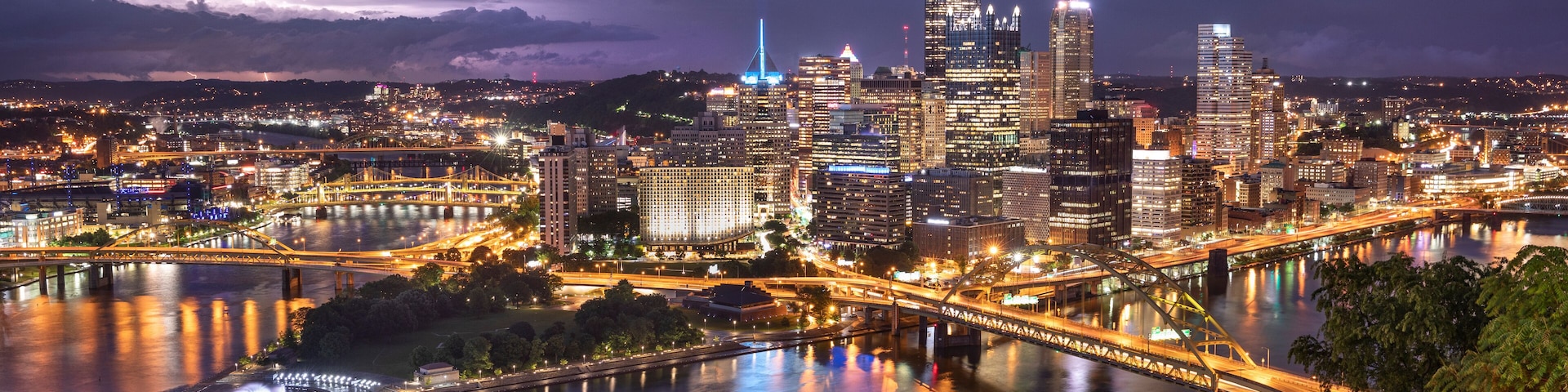 Pittsburgh city downtown skyline landscape view over the Monongahela and Allegheny River
