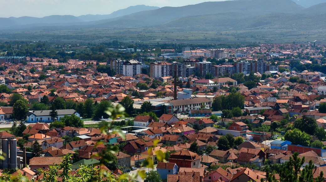 Pirot, Serbia -August 27, 2022: Panorama of the town of Pirot in eastern Serbia