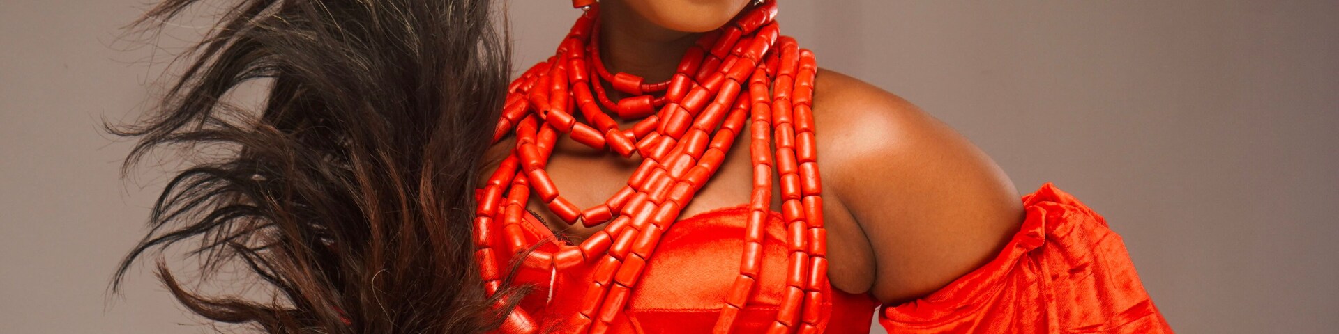 African bride dressed in Benin traditional attire.