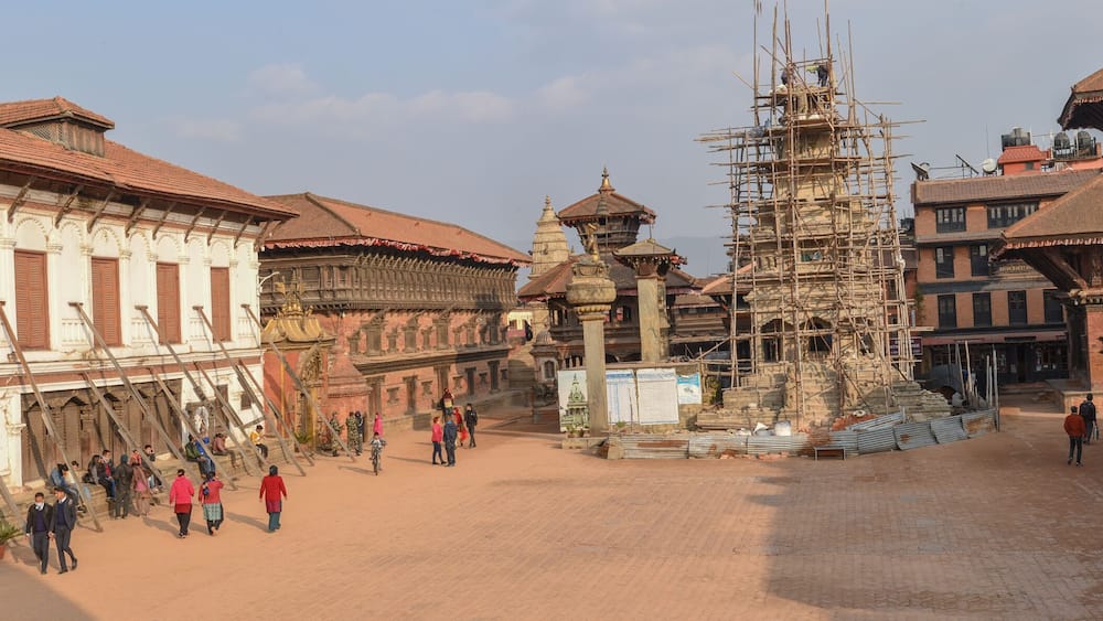 People walking in Durban square at Bhaktapur on Nepal