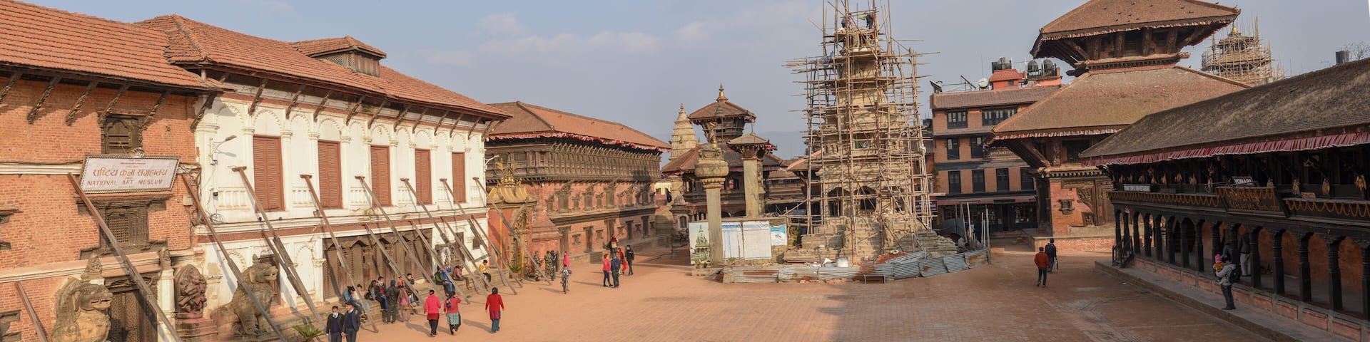 People walking in Durban square at Bhaktapur on Nepal