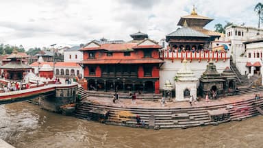 Pashupati is an hindi temple and place of cremations at river bank in kathmandu, nepal