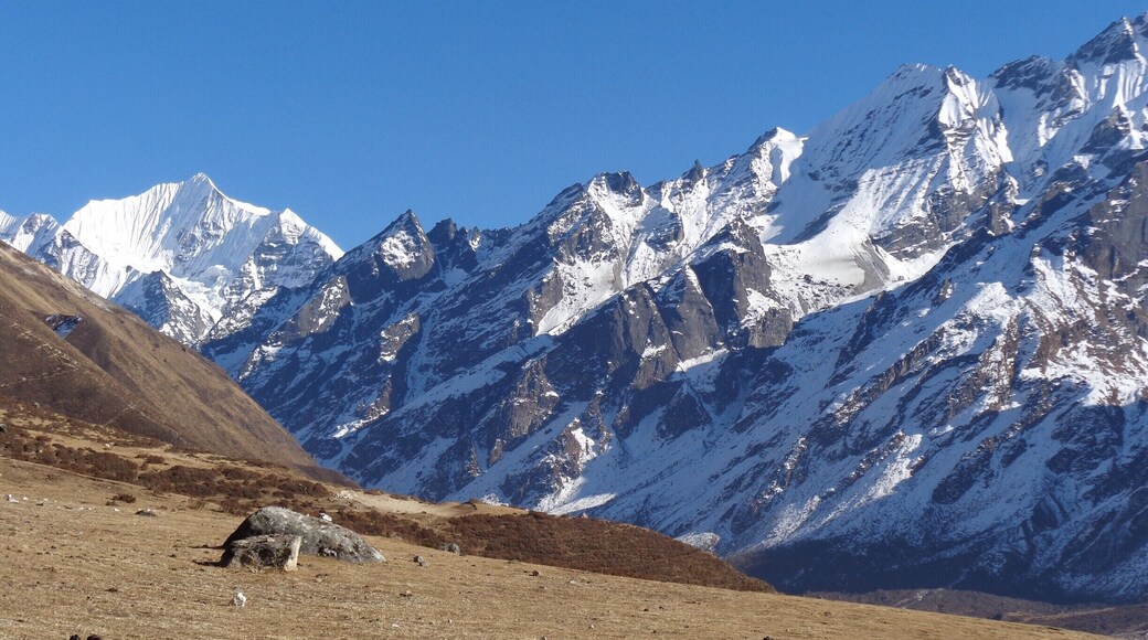 During our Trek in Langtang National Parc, Nepal in nov. 2014.
I saw it in all his beauty before the big earthquakes in 2015..