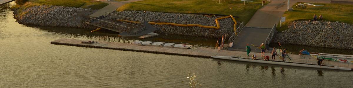 The riverside and architecture in Oklahoma City in the Midlands, United States
