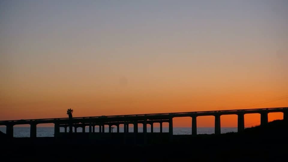 I was driving north and took a detour along the scenic route that would eventually lead me to the Historic CA-101. Just after the sun set, I came upon this beautiful silhouette of the road that passes over the Coaster and I had to stop to shoot it!