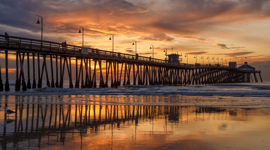 Brilliant sunset over a wooden beach pier. Imperial Beach, California, United states of America