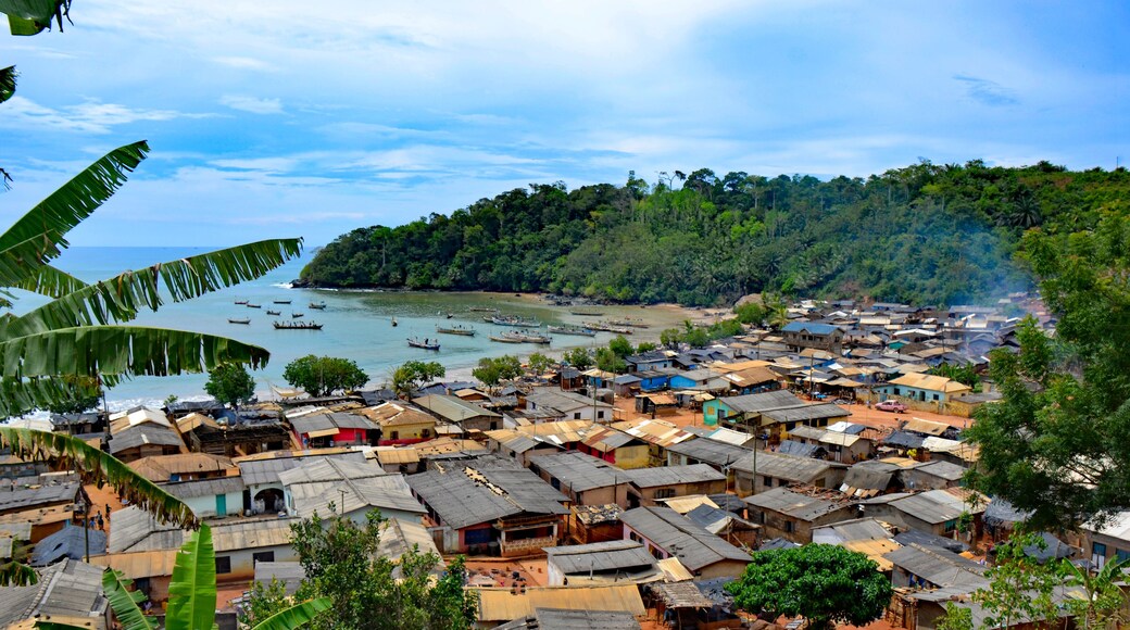 View over the village of Butre, Western Region, Ghana