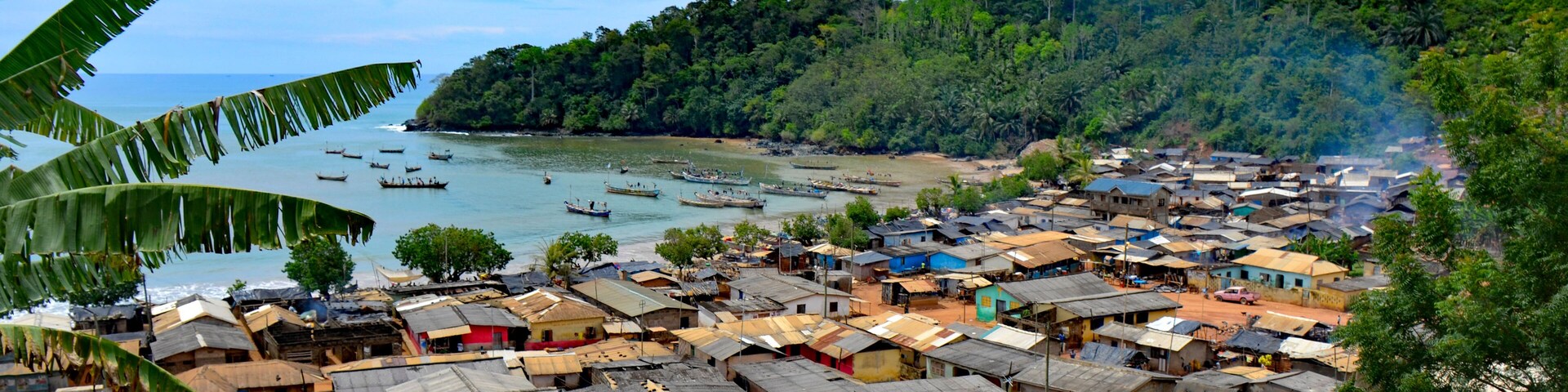 View over the village of Butre, Western Region, Ghana